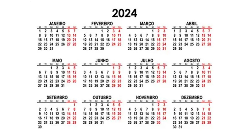 Calendário de bisemanas 2024